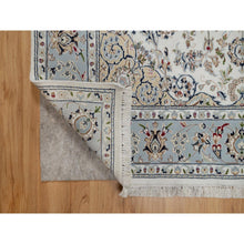 Load image into Gallery viewer, 5&#39;9&quot;x5&#39;9&quot; Alabaster White, 250 KPSI, Nain with Flower Medallion Design, Soft Pile, Hand Knotted, Wool and Silk, Square, Oriental Rug FWR546126