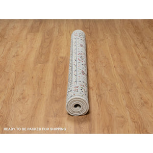 5'9"x5'9" Alabaster White, 250 KPSI, Nain with Flower Medallion Design, Soft Pile, Hand Knotted, Wool and Silk, Square, Oriental Rug FWR546126