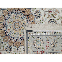 Load image into Gallery viewer, 5&#39;9&quot;x5&#39;9&quot; Alabaster White, 250 Kpsi, Nain With Flower Medallion Design, Soft Pile, Hand Knotted, Wool And Silk, Square, Oriental Rug FWR546126