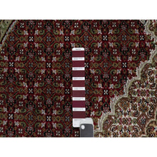 Load image into Gallery viewer, 6&#39;x6&#39; Scarlet Red, Tabriz Mahi with Fish Medallion Design, Pure Wool, Hand Knotted, Densely Woven, Round, Oriental Rug FWR546138