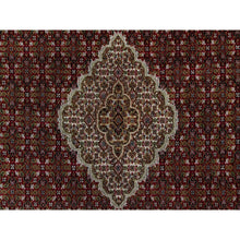 Load image into Gallery viewer, 6&#39;x6&#39; Scarlet Red, Tabriz Mahi With Fish Medallion Design, Pure Wool, Hand Knotted, Densely Woven, Round, Oriental Rug FWR546138