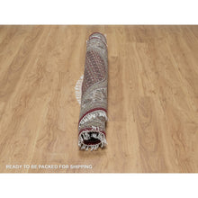 Load image into Gallery viewer, 6&#39;x6&#39; Scarlet Red, Tabriz Mahi with Fish Medallion Design, Pure Wool, Hand Knotted, Densely Woven, Round, Oriental Rug FWR546138
