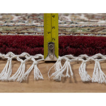 Load image into Gallery viewer, 6&#39;x6&#39; Scarlet Red, Tabriz Mahi with Fish Medallion Design, Pure Wool, Hand Knotted, Densely Woven, Round, Oriental Rug FWR546138