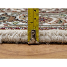 Load image into Gallery viewer, 2&#39;10&quot;x8&#39; Daisy White, Tabriz Mahi With Fish Medallion Design, Hand Knotted, Pure Wool, Denser Weave, Runner, Oriental Rug FWR546150