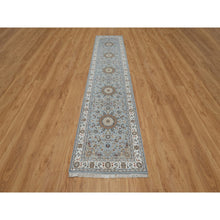 Load image into Gallery viewer, 2&#39;8&quot;x12&#39;9&quot; Uranian Blue, Nain With Flower Medallion Design, 250 Kpsi, Soft Pile, Wool And Silk, Hand Knotted, Runner, Oriental Rug FWR546156