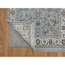 Load image into Gallery viewer, 2&#39;8&quot;x12&#39;9&quot; Uranian Blue, Nain With Flower Medallion Design, 250 Kpsi, Soft Pile, Wool And Silk, Hand Knotted, Runner, Oriental Rug FWR546156
