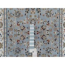 Load image into Gallery viewer, 2&#39;8&quot;x12&#39;9&quot; Uranian Blue, Nain With Flower Medallion Design, 250 Kpsi, Soft Pile, Wool And Silk, Hand Knotted, Runner, Oriental Rug FWR546156