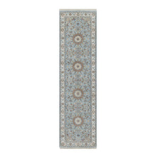 Load image into Gallery viewer, 2&#39;8&quot;x10&#39;1&quot; Celeste Blue, 250 KPSI, Wool and Silk, Hand Knotted, Nain with Flower Medallion Design, Runner, Oriental Rug FWR546174