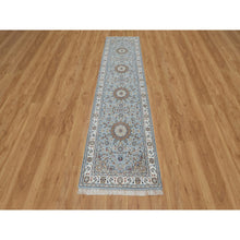 Load image into Gallery viewer, 2&#39;8&quot;x10&#39;1&quot; Celeste Blue, 250 Kpsi, Wool And Silk, Hand Knotted, Nain With Flower Medallion Design, Runner, Oriental Rug FWR546174