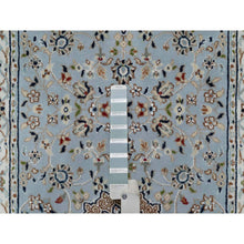 Load image into Gallery viewer, 2&#39;8&quot;x10&#39;1&quot; Celeste Blue, 250 Kpsi, Wool And Silk, Hand Knotted, Nain With Flower Medallion Design, Runner, Oriental Rug FWR546174
