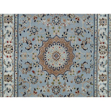 Load image into Gallery viewer, 2&#39;8&quot;x10&#39;1&quot; Celeste Blue, 250 Kpsi, Wool And Silk, Hand Knotted, Nain With Flower Medallion Design, Runner, Oriental Rug FWR546174