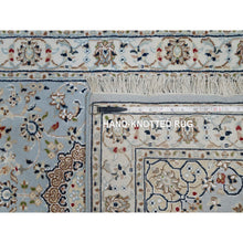 Load image into Gallery viewer, 2&#39;8&quot;x10&#39;1&quot; Celeste Blue, 250 KPSI, Wool and Silk, Hand Knotted, Nain with Flower Medallion Design, Runner, Oriental Rug FWR546174