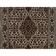 Load image into Gallery viewer, 2&#39;x3&#39; Oyster White, Hand Knotted, Tabriz Mahi With Fish Medallion Design, Pure Wool, Denser Weave, Mat, Oriental Rug FWR546180