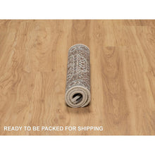 Load image into Gallery viewer, 2&#39;x3&#39; Oyster White, Hand Knotted, Tabriz Mahi With Fish Medallion Design, Pure Wool, Denser Weave, Mat, Oriental Rug FWR546180