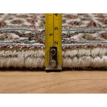 Load image into Gallery viewer, 2&#39;x3&#39; Oyster White, Hand Knotted, Tabriz Mahi With Fish Medallion Design, Pure Wool, Denser Weave, Mat, Oriental Rug FWR546180