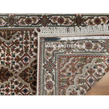 Load image into Gallery viewer, 2&#39;x3&#39; Oyster White, Hand Knotted, Tabriz Mahi With Fish Medallion Design, Pure Wool, Denser Weave, Mat, Oriental Rug FWR546180