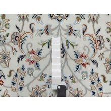 Load image into Gallery viewer, 8&#39;x8&#39; Pearl White, 250 KPSI, Nain with All Over Floral Design, Soft Pile, Wool and Silk, Hand Knotted, Round, Oriental Rug FWR546192