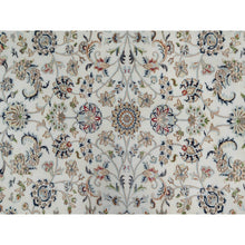 Load image into Gallery viewer, 8&#39;x8&#39; Pearl White, 250 KPSI, Nain with All Over Floral Design, Soft Pile, Wool and Silk, Hand Knotted, Round, Oriental Rug FWR546192