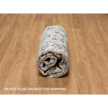 Load image into Gallery viewer, 8&#39;x8&#39; Pearl White, 250 KPSI, Nain with All Over Floral Design, Soft Pile, Wool and Silk, Hand Knotted, Round, Oriental Rug FWR546192