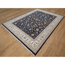 Load image into Gallery viewer, 8&#39;9&quot;x12&#39; Graphite Blue, Hand Knotted, Nain With All Over Flower Design, Soft Pile, 250 Kpsi, Wool And Silk, Oriental Rug FWR546204