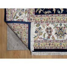 Load image into Gallery viewer, 8&#39;9&quot;x12&#39; Graphite Blue, Hand Knotted, Nain With All Over Flower Design, Soft Pile, 250 Kpsi, Wool And Silk, Oriental Rug FWR546204
