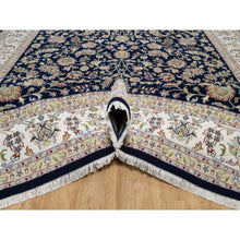 Load image into Gallery viewer, 8&#39;9&quot;x12&#39; Graphite Blue, Hand Knotted, Nain With All Over Flower Design, Soft Pile, 250 Kpsi, Wool And Silk, Oriental Rug FWR546204