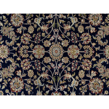 Load image into Gallery viewer, 8&#39;9&quot;x12&#39; Graphite Blue, Hand Knotted, Nain With All Over Flower Design, Soft Pile, 250 Kpsi, Wool And Silk, Oriental Rug FWR546204