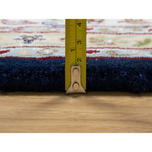 8'9"x12' Graphite Blue, Hand Knotted, Nain With All Over Flower Design, Soft Pile, 250 Kpsi, Wool And Silk, Oriental Rug FWR546204
