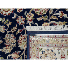 Load image into Gallery viewer, 8&#39;9&quot;x12&#39; Graphite Blue, Hand Knotted, Nain With All Over Flower Design, Soft Pile, 250 Kpsi, Wool And Silk, Oriental Rug FWR546204
