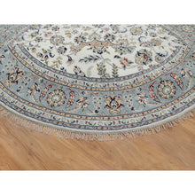 Load image into Gallery viewer, 8&#39;1&quot;x8&#39;1&quot; Daisy White, Nain with Floral Medallion Design, Hand Knotted, 250 KPSI, Wool and Silk, Round, Oriental Rug FWR546216