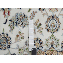 Load image into Gallery viewer, 8&#39;1&quot;x8&#39;1&quot; Daisy White, Nain with Floral Medallion Design, Hand Knotted, 250 KPSI, Wool and Silk, Round, Oriental Rug FWR546216