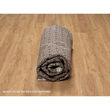 Load image into Gallery viewer, 7&#39;6&quot;x7&#39;6&quot; Pearl White, Tabriz Mahi With Fish Medallion Design, Hand Knotted, Pure Wool, Denser Weave, Round, Oriental Rug FWR546252