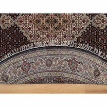 Load image into Gallery viewer, 6&#39;x6&#39; Rich Black, Hand Knotted, Tabriz Mahi With Fish Medallion Design, 175 Kpsi, Pure Wool, Round, Oriental Rug FWR546258
