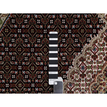 Load image into Gallery viewer, 6&#39;x6&#39; Rich Black, Hand Knotted, Tabriz Mahi With Fish Medallion Design, 175 Kpsi, Pure Wool, Round, Oriental Rug FWR546258