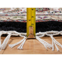 Load image into Gallery viewer, 6&#39;x6&#39; Rich Black, Hand Knotted, Tabriz Mahi With Fish Medallion Design, 175 Kpsi, Pure Wool, Round, Oriental Rug FWR546258