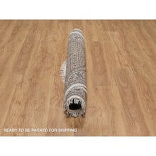 Load image into Gallery viewer, 6&#39;x6&#39; Cotton White, Pure Wool, Tabriz Mahi With Fish Medallion Design, Denser Weave, Hand Knotted, Round, Oriental Rug FWR546264