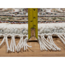 Load image into Gallery viewer, 6&#39;x6&#39; Cotton White, Pure Wool, Tabriz Mahi with Fish Medallion Design, Denser Weave, Hand Knotted, Round, Oriental Rug FWR546264