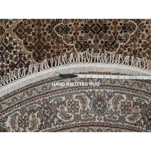 6'x6' Dark Gray, Hand Knotted, Tone on Tone, Modern Grass Design, Natural Undyed Wool, Square Oriental Rug FWR477258