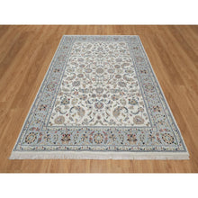 Load image into Gallery viewer, 6&#39;x9&#39; Spring White, Hand Knotted, Nain With All Over Flower Design, 250 Kpsi, Wool And Silk, Oriental Rug FWR546294