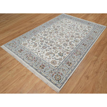Load image into Gallery viewer, 6&#39;x9&#39; Spring White, Hand Knotted, Nain With All Over Flower Design, 250 Kpsi, Wool And Silk, Oriental Rug FWR546294