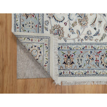 Load image into Gallery viewer, 6&#39;x9&#39; Spring White, Hand Knotted, Nain With All Over Flower Design, 250 Kpsi, Wool And Silk, Oriental Rug FWR546294