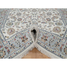 Load image into Gallery viewer, 6&#39;x9&#39; Spring White, Hand Knotted, Nain With All Over Flower Design, 250 Kpsi, Wool And Silk, Oriental Rug FWR546294
