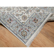 Load image into Gallery viewer, 6&#39;x9&#39; Spring White, Hand Knotted, Nain With All Over Flower Design, 250 Kpsi, Wool And Silk, Oriental Rug FWR546294