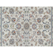 Load image into Gallery viewer, 6&#39;x9&#39; Spring White, Hand Knotted, Nain With All Over Flower Design, 250 Kpsi, Wool And Silk, Oriental Rug FWR546294