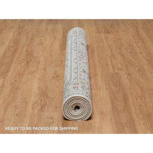 6'x9' Spring White, Hand Knotted, Nain With All Over Flower Design, 250 Kpsi, Wool And Silk, Oriental Rug FWR546294