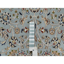 Load image into Gallery viewer, 5&#39;x8&#39; Beau Blue, Wool and Silk, Nain with All Over Flower Design, 250 KPSI, Hand Knotted, Oriental Rug FWR546312