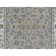 Load image into Gallery viewer, 5&#39;x8&#39; Beau Blue, Wool and Silk, Nain with All Over Flower Design, 250 KPSI, Hand Knotted, Oriental Rug FWR546312