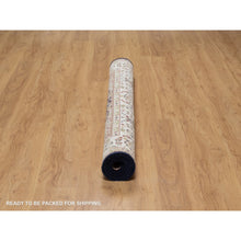 Load image into Gallery viewer, 5&#39;x5&#39; Midnight Blue, Wool and Silk, Hand Knotted, Nain with Center Medallion Flower Design, 250 KPSI, Square, Oriental Rug FWR546324