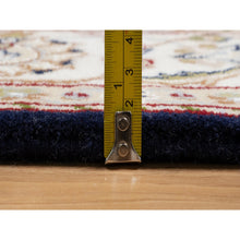 Load image into Gallery viewer, 5&#39;x5&#39; Midnight Blue, Wool and Silk, Hand Knotted, Nain with Center Medallion Flower Design, 250 KPSI, Square, Oriental Rug FWR546324