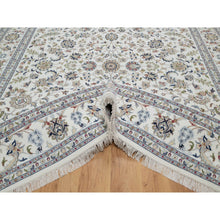Load image into Gallery viewer, 9&#39;x12&#39;1&quot; Isabelline White, Hand Knotted, Nain With All Over Flower Design, Soft Pile, Wool And Silk, 250 Kpsi, Oriental Rug FWR546330